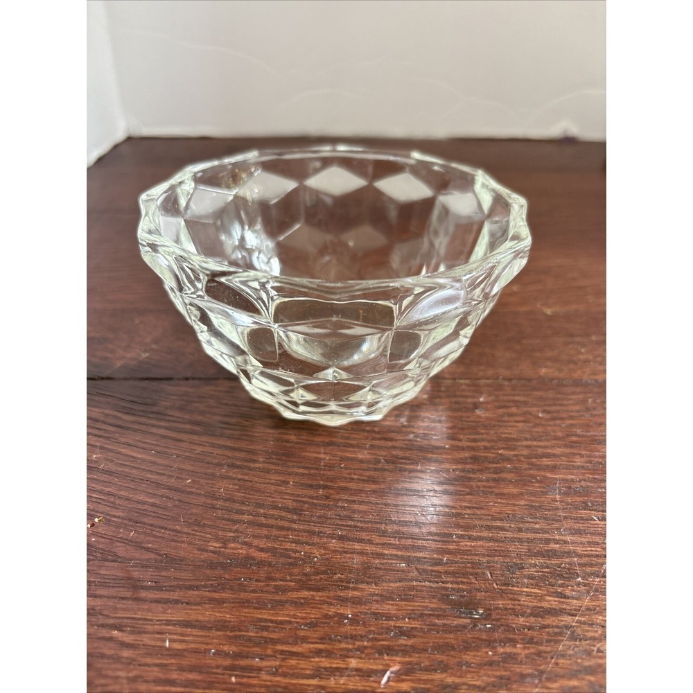 Vintage Clear Glass Bowl Cubist Cube Pattern